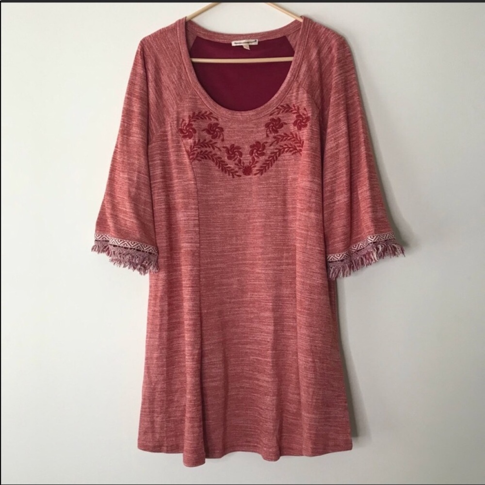 Skies are Blue Stitch Fix Embroidered Fringe Dress